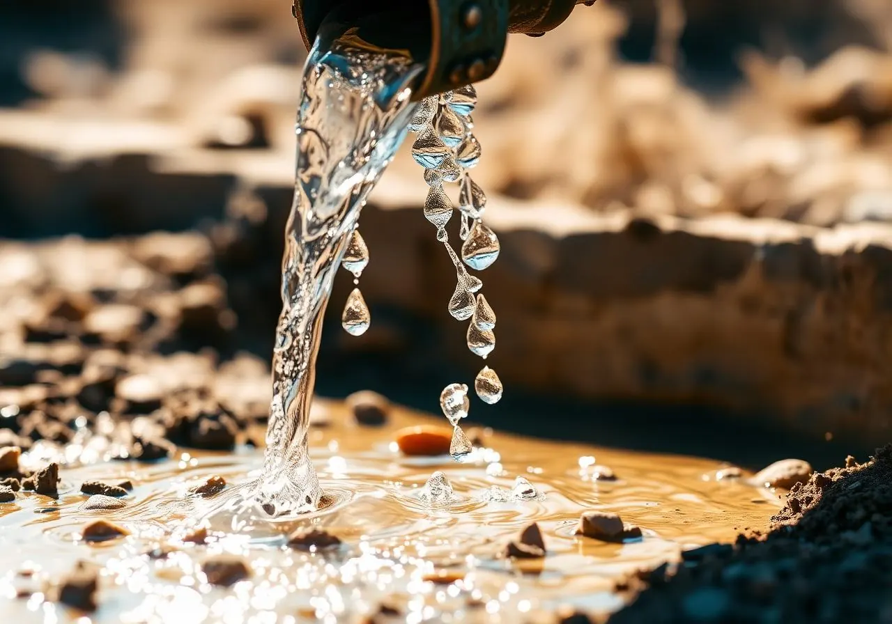 Fresh water flowing from a newly drilled well